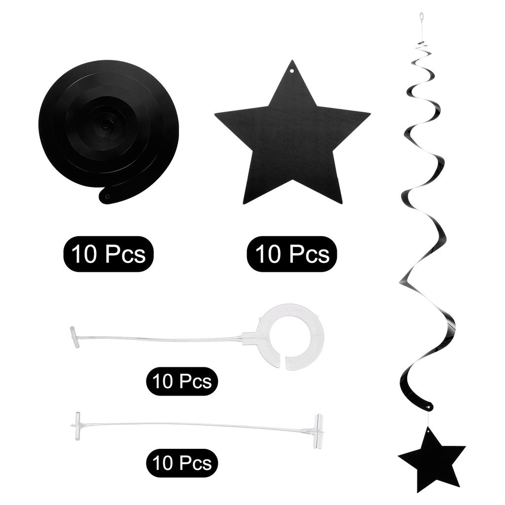 20/30pcs Star Swirl hanging Decoration Glow in the Dark Neon Garland Streamers Reactive Fluorescent Paper Flag Banner for Party