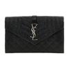 Ysl Монограмма Серебряный Логотип Цепочка Плечевой Ремень Стеганый Магнитная Застежка Кожаный Кошелек Сумка Через Плечо Женские сумки Черный 620280-BOW92-1000