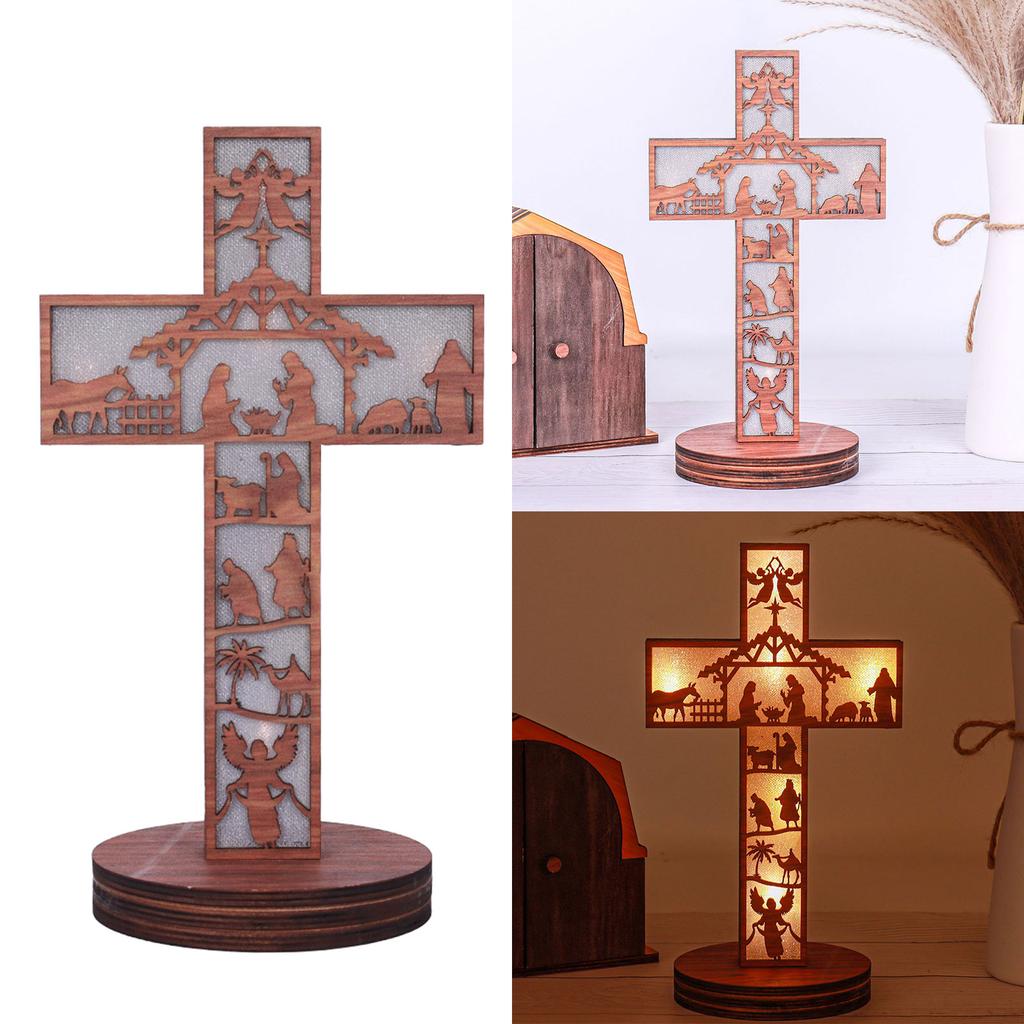 Деревянный крест Святой крест настольный крест с основанием стоя Иисус Христос католический крест для домашнего декора Рождество
