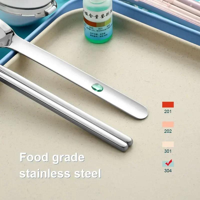 Портативный набор столовой посуды с коробкой для хранения, 2 предмета столовых приборов для путешествий, пикника - палочки для еды, ложка