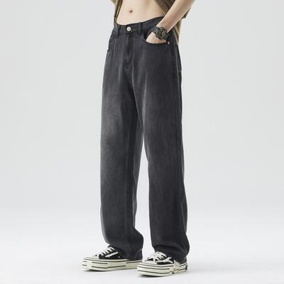 Теннисные джинсы Весенние и летние Свободные Прямые Стройнящие Эластичные Тонкие Джинсы