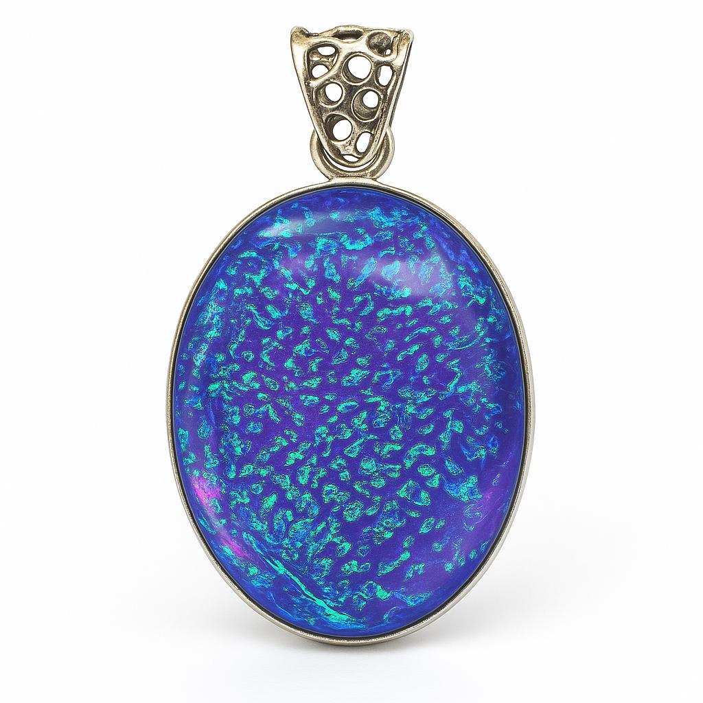 Opal Pendant 84 ct Brazilian Lab-Grown Multi-Color Oval Cut October Birthstone for Gem Collections