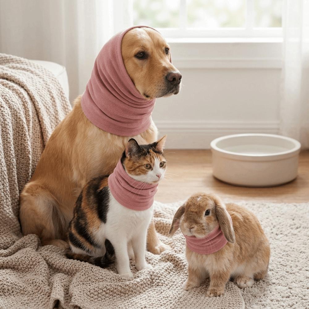Faux Animal Fur Pet Calming Snood Elastic Plush Pet Warm Scarf Dog Ear Cover Winter Warm Keeping