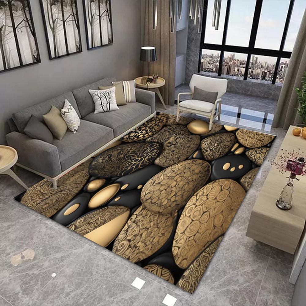 3D Натуральная Галька Дорожка Ковер Нескользящий Мягкий Реалистичная Текстура Украшение Дома Гостиная Современный Прочный Напольный Коврик