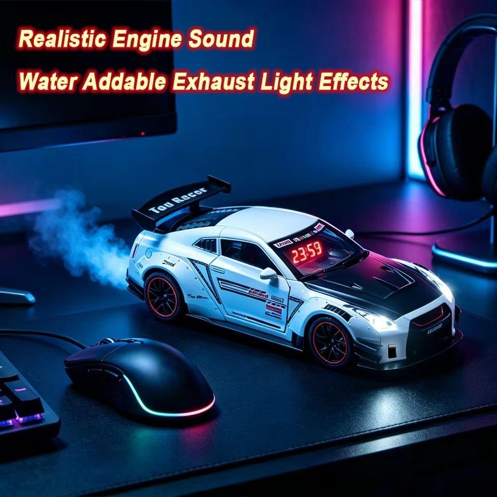 Zinc Zinc Alloy Body Hypercar Alarm Clock LED Display Car Model Clock Supercar Alarm Clock Home Decor