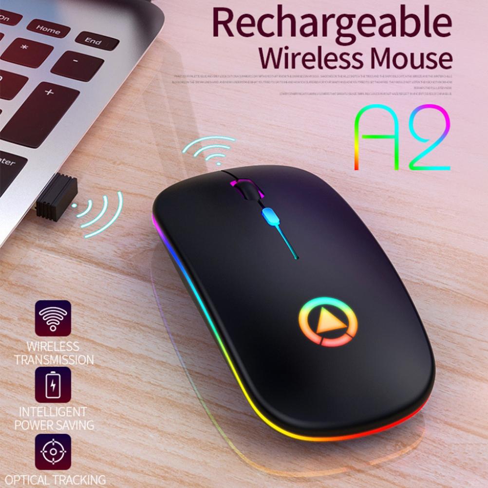 A2 Бесшумная Беспроводная Мышь Перезаряжаемая Bluetooth RGB Цветная Дышащая Подсветка Игровая Офисная Компьютерная Аксессуар