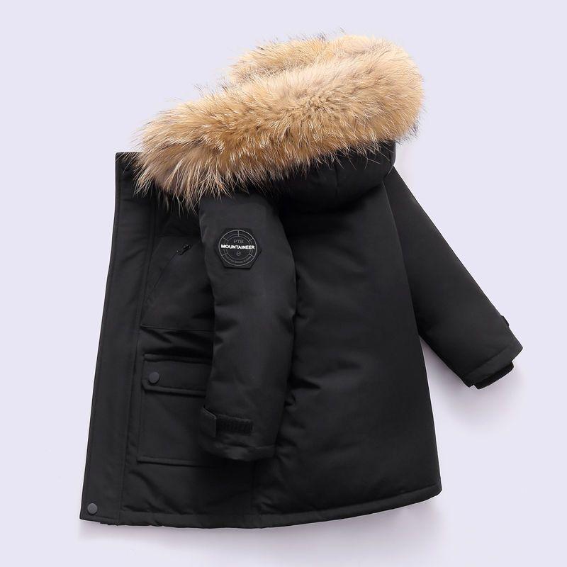 Kids' Winter Cotton Jacket with Fur Collar - Boys' Thickened Coat