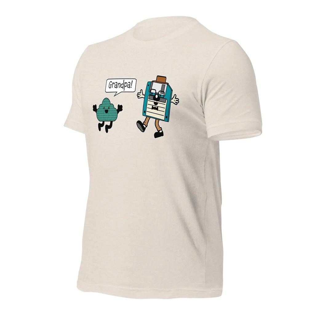 Cloud Floppy Disk Funny T-Shirt Hi Grandpa Floppy Disk 90s Computer Geeky Humor Aesthetic Retro Technology T IT Technician Shirt