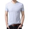 Men's Slim Fit V-Neck Short Sleeve T-Shirt - Solid Color, Trendy Innerwear, White