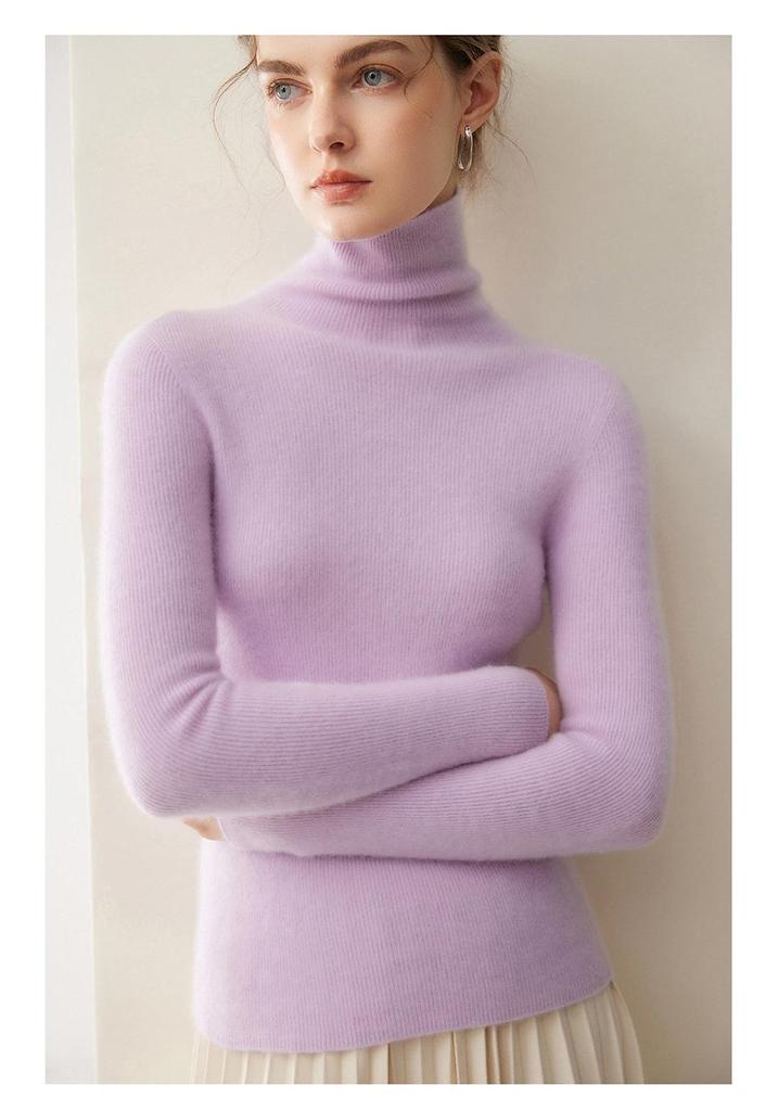 Lekasha Women's Slim Fit 100% Pure Cashmere Stand Collar Pullover