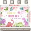 2D "Watch Out Three-Rex" Pink Watercolor Dinosaur 3rd Birthday Backdrop