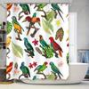 Яркая шторка для душа с попугаями: Водонепроницаемая ткань с дизайном тропических птиц Декоративный коврик для ванной, изготовленный из переработанного пластика