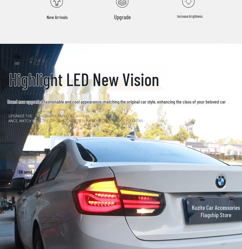 LED Taillight Assembly with Flowing Turn Signal for 2012-2018 BMW 3 Series F30/F35