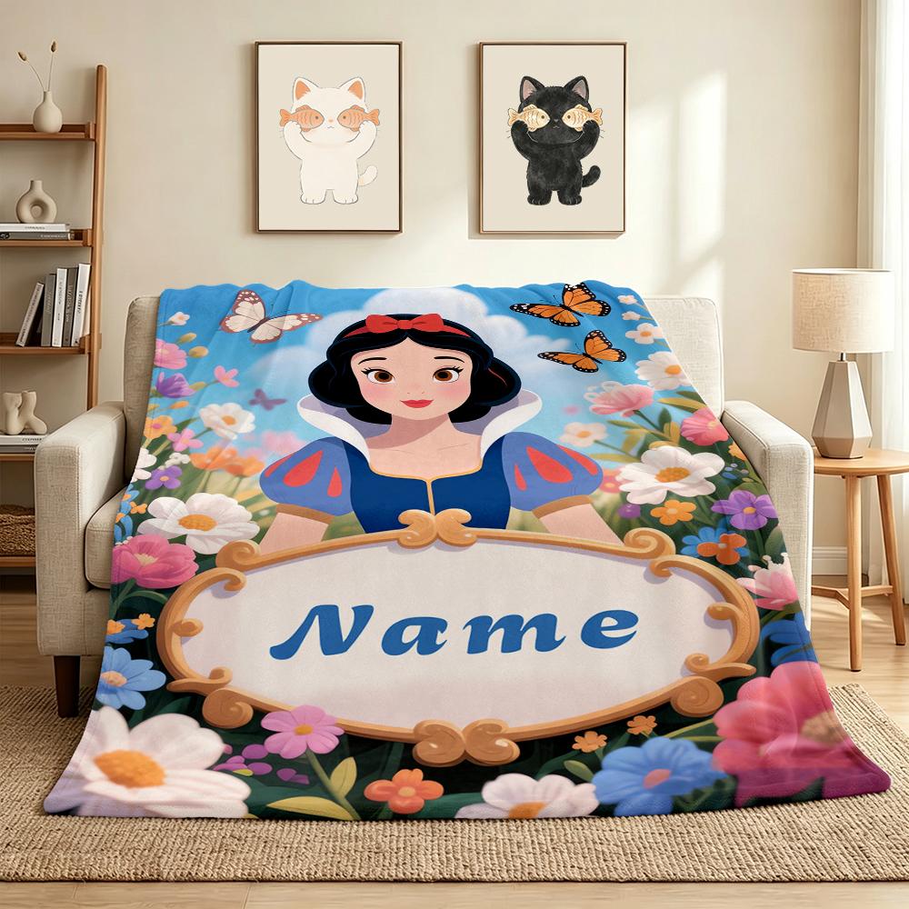 Custom Name Butterfly Garden Flannel Blanket Throw Blanket Soft Warm Sofa Bed home Decor Unique Gift