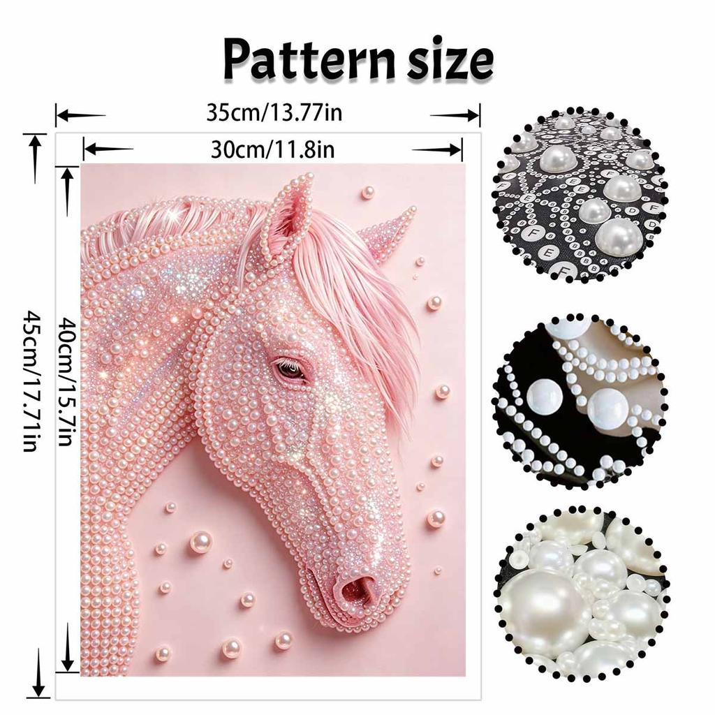 5D DIY Pearl Art Kit Pink Horse Themed Decor. Home Wall Decoration