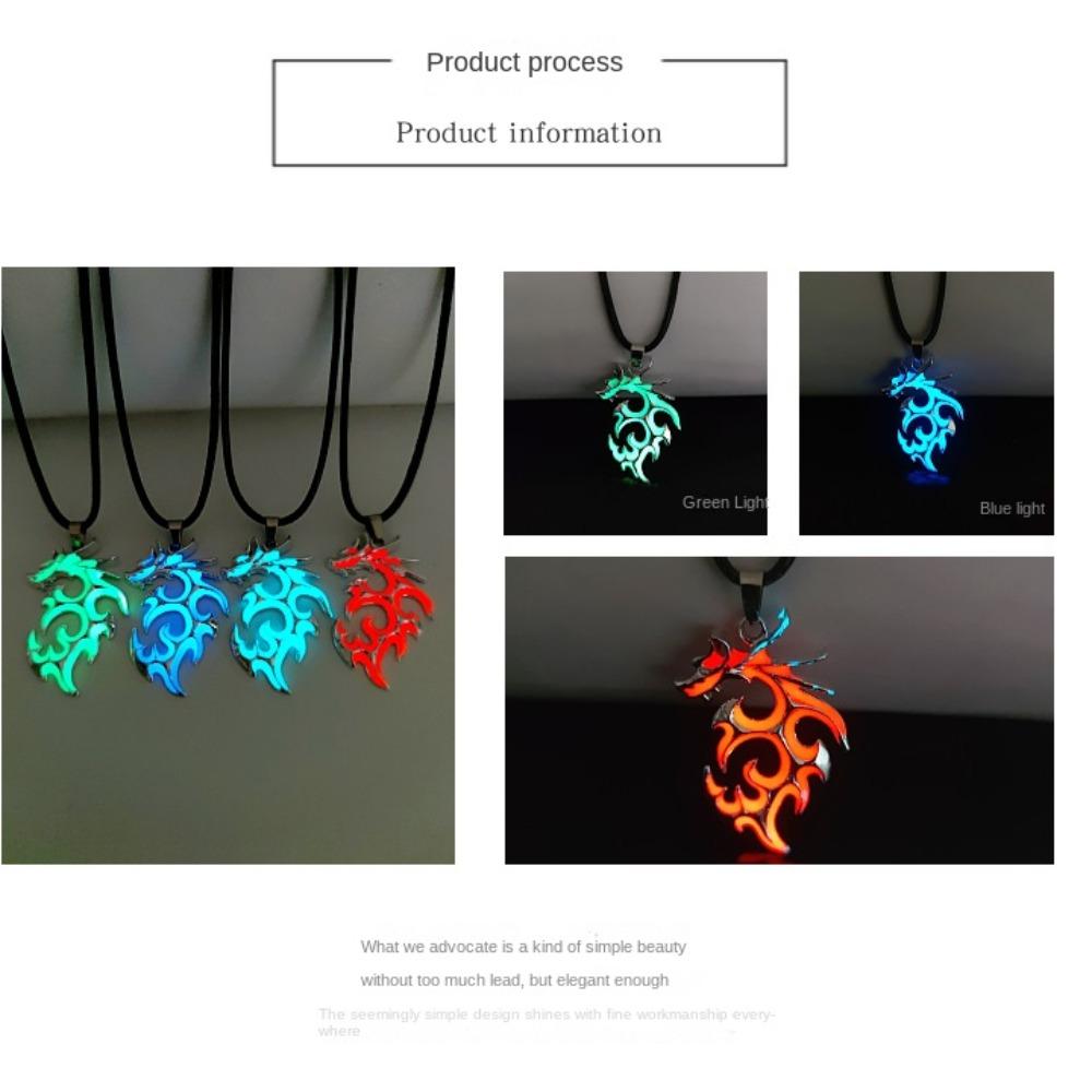 Светящееся в темноте ожерелье с подвеской в виде дракона, лунный камень, светящееся ожерелье для мужчин и мальчиков