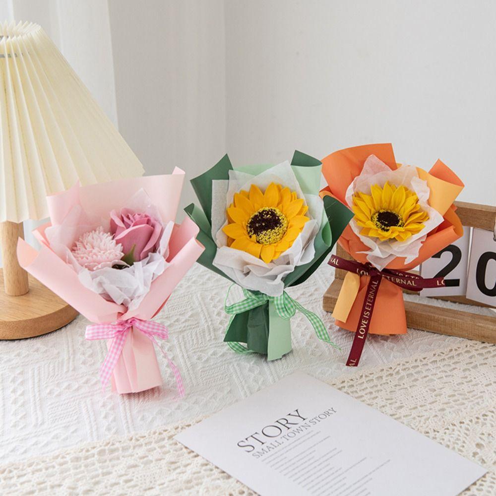 DIY Sunflower Flower Bouquets Carnation Rose Simulation Flower Valentine's Day Gift