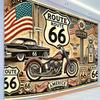 1pc Retro Route 66 Motorcycle Polyester Background Fabric - Retro American design, suitable for party decoration