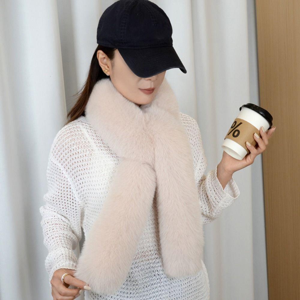 Solid Color Winter Fluffy Scarf Thick Long Strip Scarf Ladies Neck Warmer Scarves Outdoor Warm