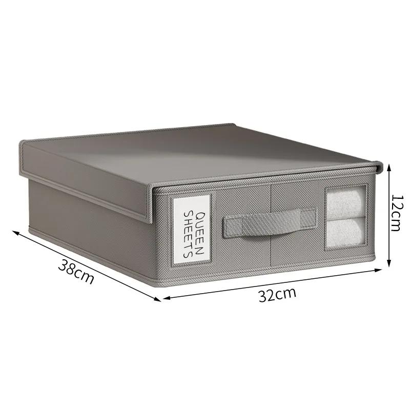 Органайзер для хранения простыней, Толстая ткань, Складной, Окно, Застежка-молния, Органайзер для одеял, Шкаф, Кровать, Хранение одежды с крышкой