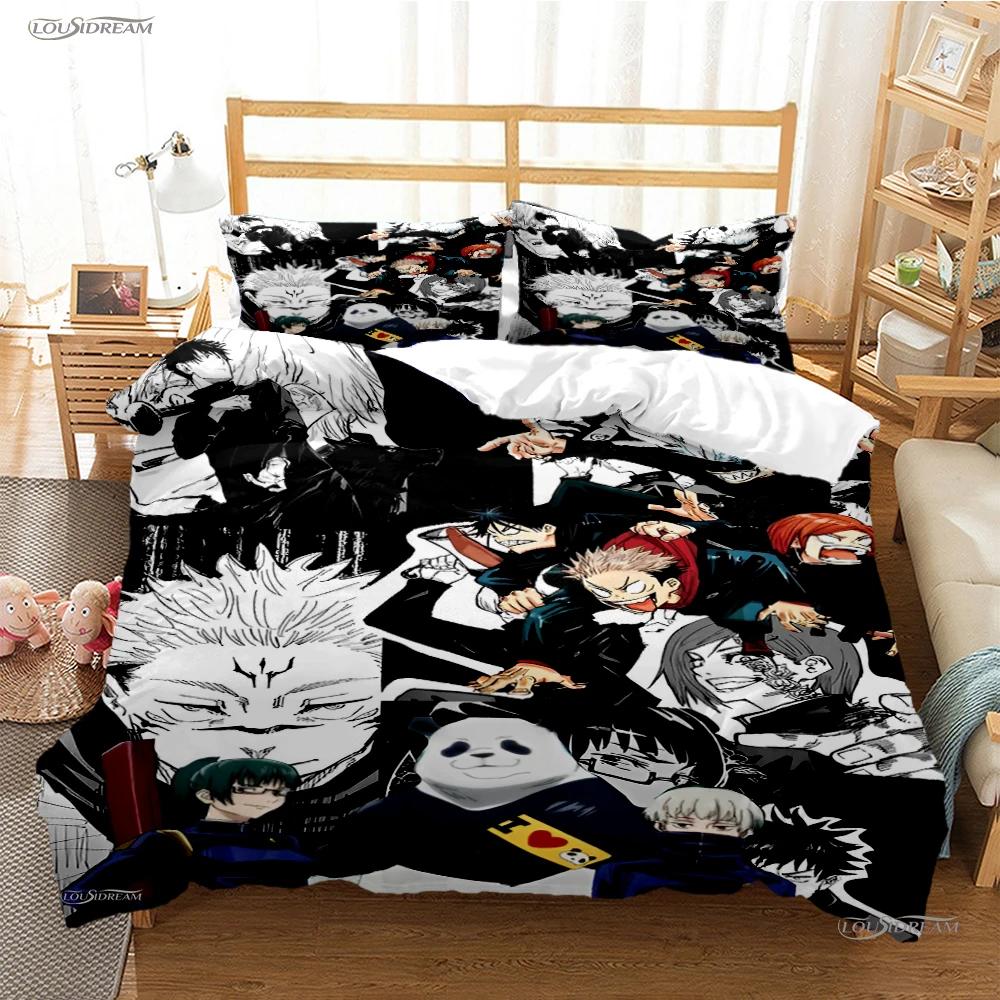 Мультяшное Аниме Jujutsu Kaisen Пододеяльник Одеяло Постельный набор Мягкий Чехол для одеяла и Наволочки для Подростков Односпальный/Двуспальный/Квинсайз/Кингсайз