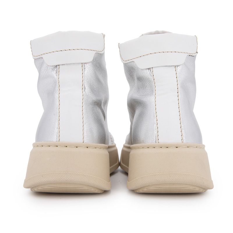 Женские серебристые высокие кеды на толстой подошве URBAN