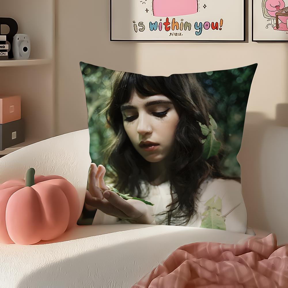 Mellow Indie American Singer CClairo Cushion Cover Pillowcase Short Plush Invisible zipper Room Sofa Cushion Cover