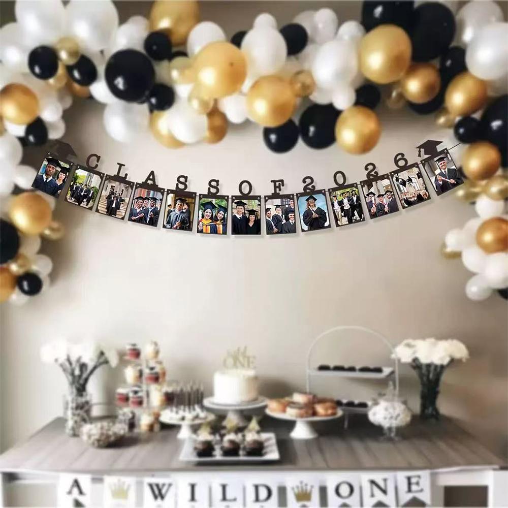 Runtowo 1Set Proud of you Grade Graduation Photo Banner ,Graduation Season Paper Photo Frame Hanging Flag