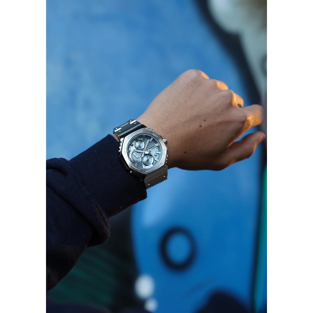 Casio G-Shock Полностью металлический Хронограф Bluetooth Tough Solar Мужские часы Серебристые