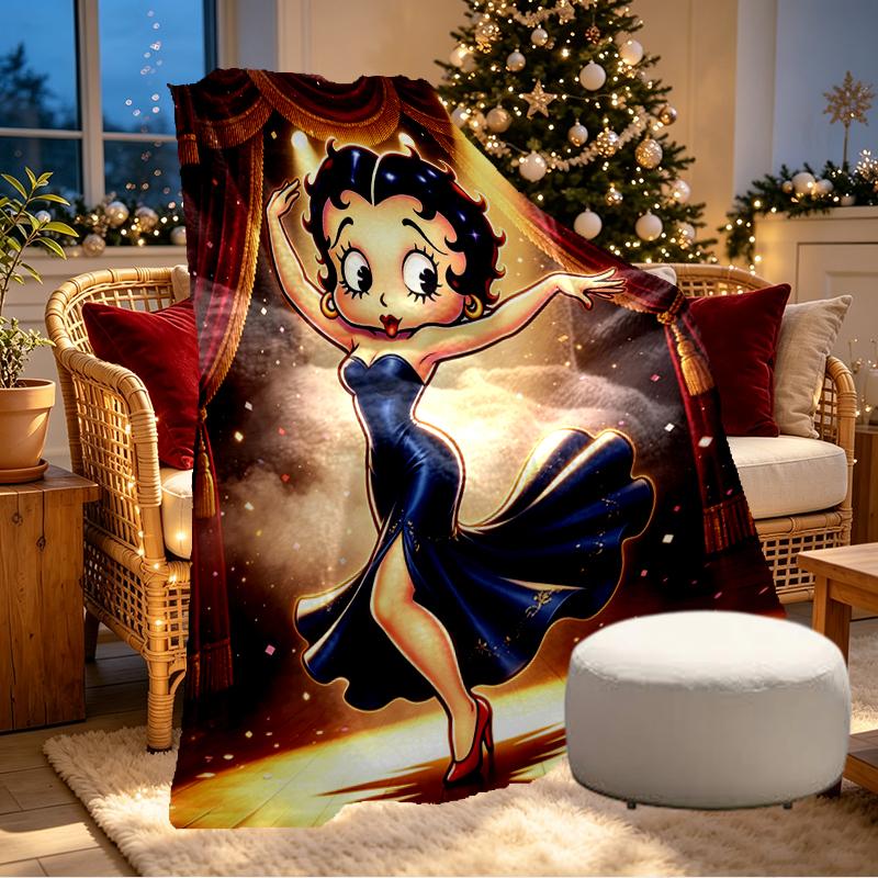 Betty Boop Print Blanket - Soft & Comfortable, for Bedroom, Travel, Sofa, Home Decoration - Birthday Christmas Gift for Friend