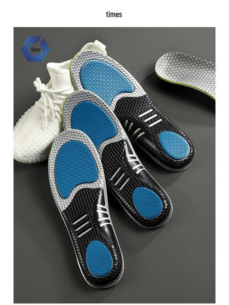 Ортопедические спортивные стельки при плоскостопии: Удобный, антибактериальный, дышащий, высокоэластичный, поглощающий удары и пот.