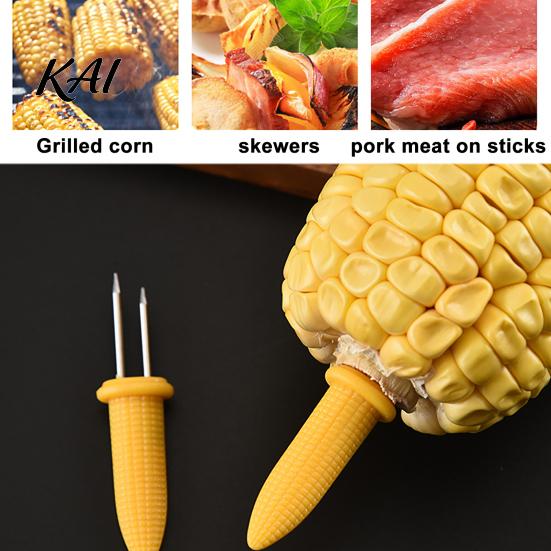 Anti Scalding Corn Forks Stainless Steel Holders, Heat Resistant Shaped Handles, Double Picks Needle Skewers Set for Outdoor Camping And Home Barbecue