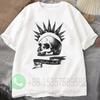 Футболка с принтом Misfit Skull Мужской спортивный костюм Хлопковые топы с коротким рукавом Свитшот с круглым вырезом Повседневная спортивная одежда Харадзюку Ретро Уличная одежда