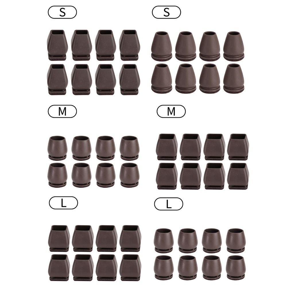 With Thick Wrap Felt Pads Chair Foot Cover Reduce Noise Round/Square Chair Leg Floor Protector Dark Brown Non-slip