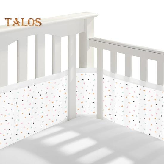 Дышащая сетчатая подкладка для кроватки с двухсторонними ремнями. Сетчатый барьер для безопасности детской кроватки. Простая установка. Защита конечностей. Бампер для кроватки.