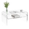 Acrylic Coffee Table, 2 Tiers Center Table with Storage Shelf, Modern Rectangle Acrylic Coffee Desk, Ideal for Dining Room, Kitchen Island,