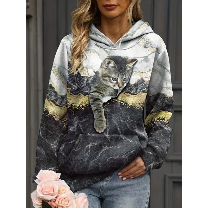 Women's Sweatshirt Autumn/winter Long-sleeve Hoodie 3D 3D Print European and American Women's Loose Versatile Lazy Style Jacket