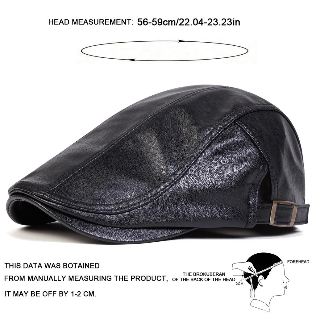 Men Retro Pu Leather Solid Color Newsboy Caps British Painters Hats Spring Autumn Side Adjustable Flat Cap Hip Hop Berets