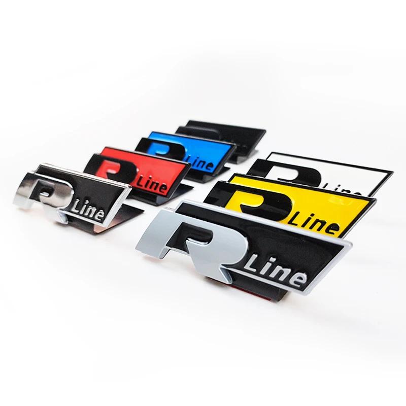 TCFJN1 VW 2026 Hot 3D Metal R Line Logo Rline Badge Car Front Grille Emblem Stickers for Volkswage Polo Passat B5 B7 Golf Jetta Touareg