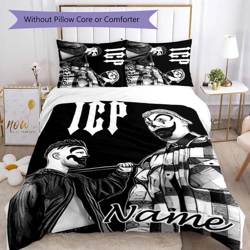 3pcs Custom Name Cartoon Insane Clown Posse Bedding Set Duvet Cover Closure Includes 1 Duvet Cover & 2 Pillowcases for All Seasons Bedroom Decor