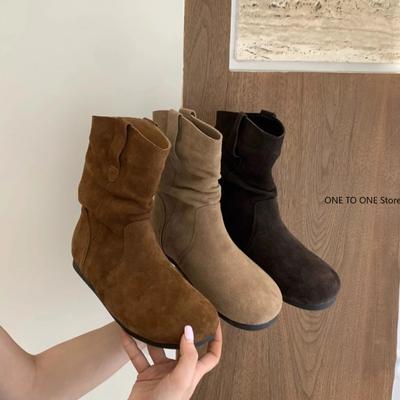 Женские замшевые остроносые ботинки челси, женские сексуальные ботинки до середины голени, новые зимние туфли на каблуках 2024 года, роскошные туфли-лодочки для вечеринок, модная готическая обувь