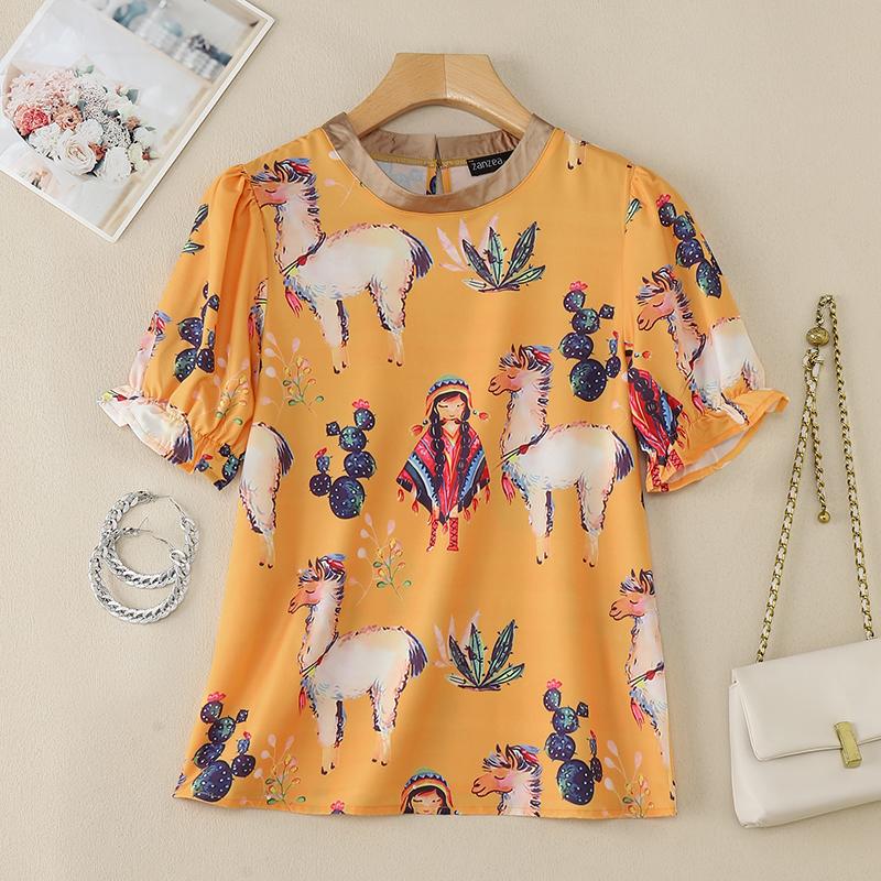 ZANZEA Женская повседневная блузка с круглым вырезом и половиной рукавов