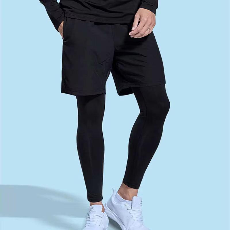 Men's Autumn/Winter Two-in-One Sports Leggings for Running, Training, and Basketball