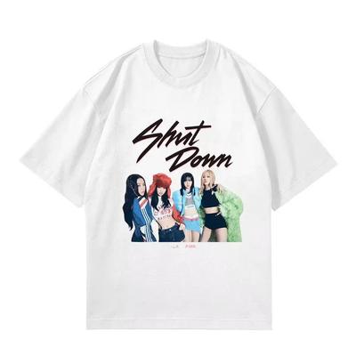 Розовая футболка с коротким рукавом из чистого хлопка Lisa с круглым вырезом и принтом, пудрово-розовая, для выступлений, английская версия, высокое качество