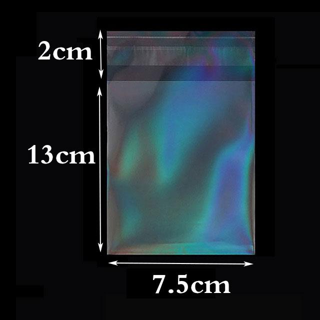50pcs Transparent Holographic Laser Self Adhesive Bag Aurora Color Pouches for DIY Jewelry Badge Gift Package Storage Bags