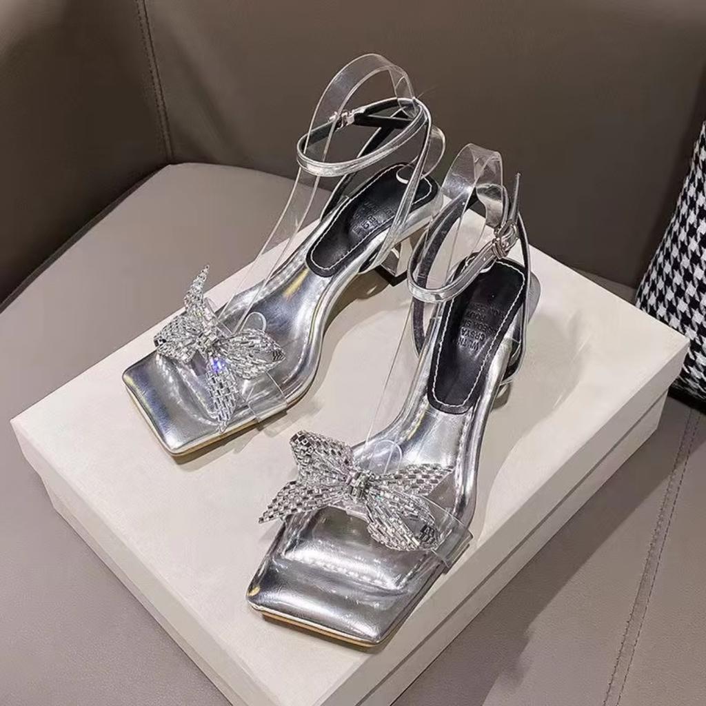 Women's High Heels Comfortable Sandals Instagram Fairy Style Bow Skirt Slim Design Summer Spring Height Increasing Feature Big