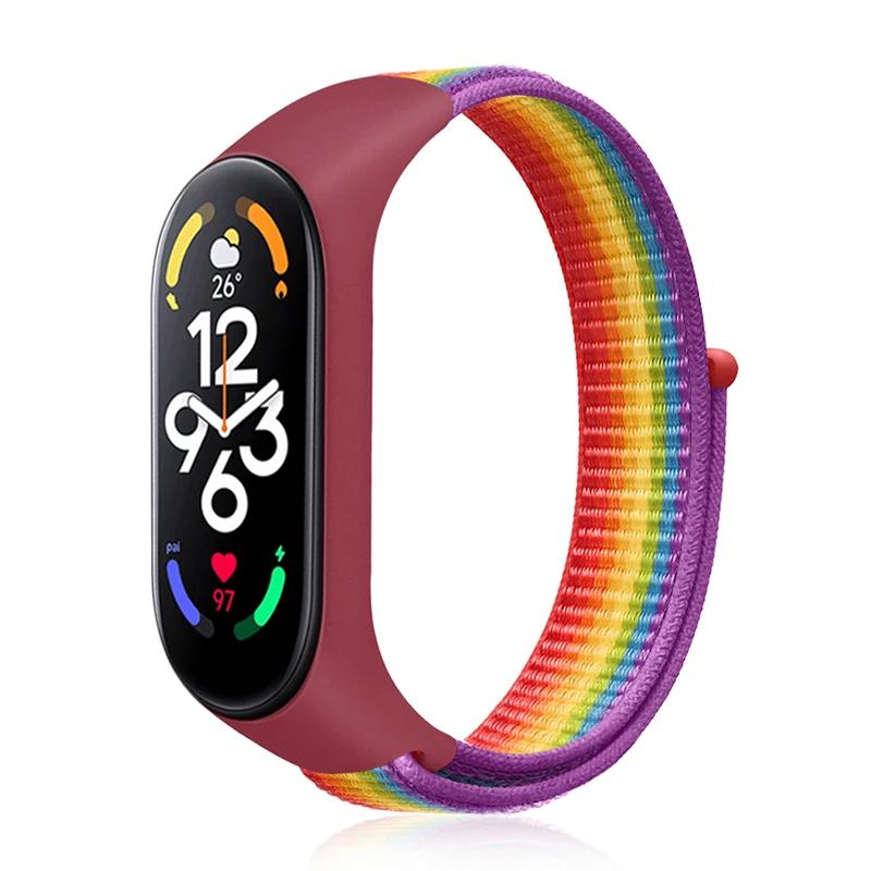 Нейлоновый ремешок-петля для Mi band 6 7, сменный мягкий регулируемый ремешок для наручных часов, браслет для Xiaomi Mi band 3 4 5 6 7