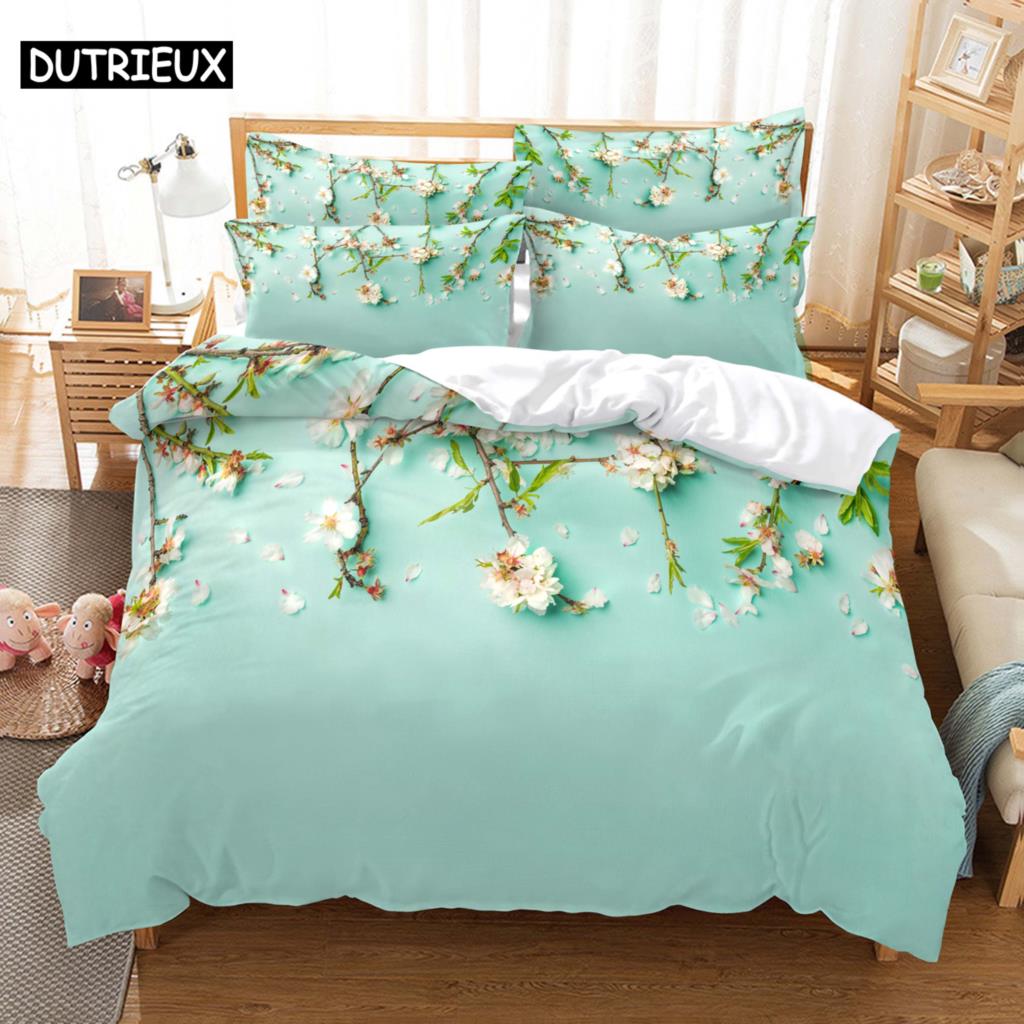 3D HD Flower Quilt Cover Pillow Case Rose Sunflower bed Set Linen Duvet Tulip King Queen Twin Single Double 3PCS 2PCS Textile