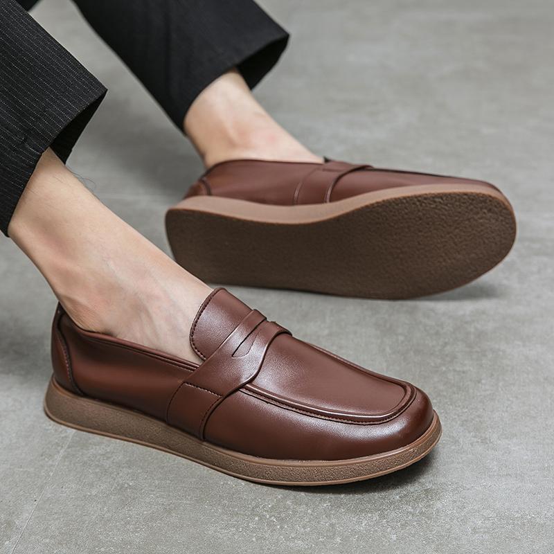 Autumn New Thick Sole Loafers Beef Tendon Sole Slip-On Leather Shoes Fashion Casual Shoes Business Men's Designer Men's Shoes