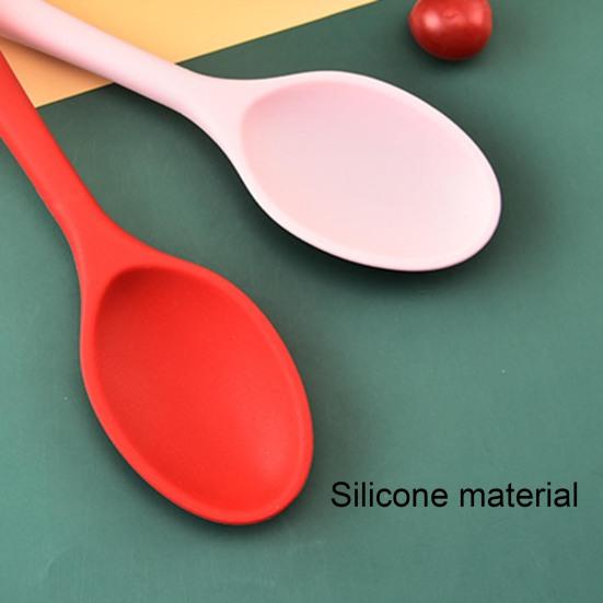 Силиконовая ложка с длинной ручкой, термостойкая однотонная пищевая кухонная ложка, инструменты для дома